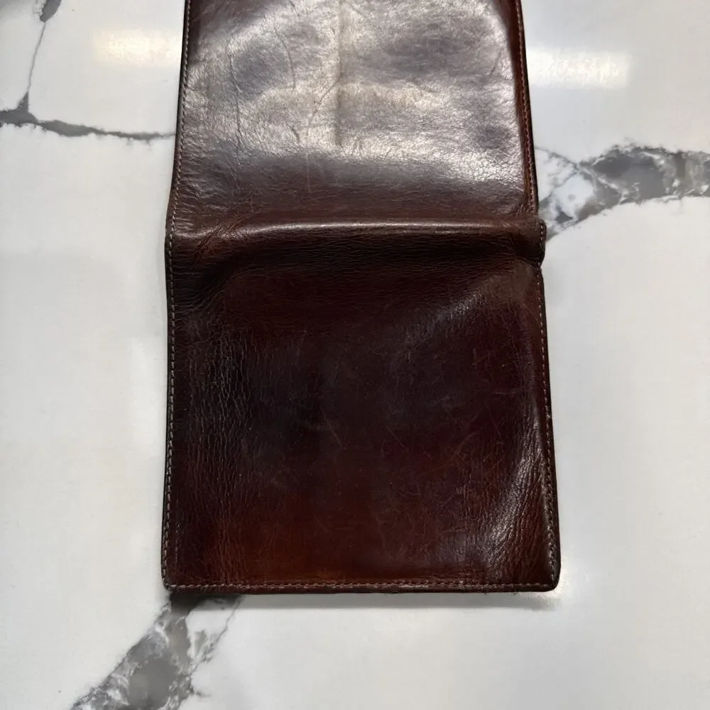 Vintage BOSCA Water Buffalo Bi-Fold Leather Wallet 4.5” X 4.5”